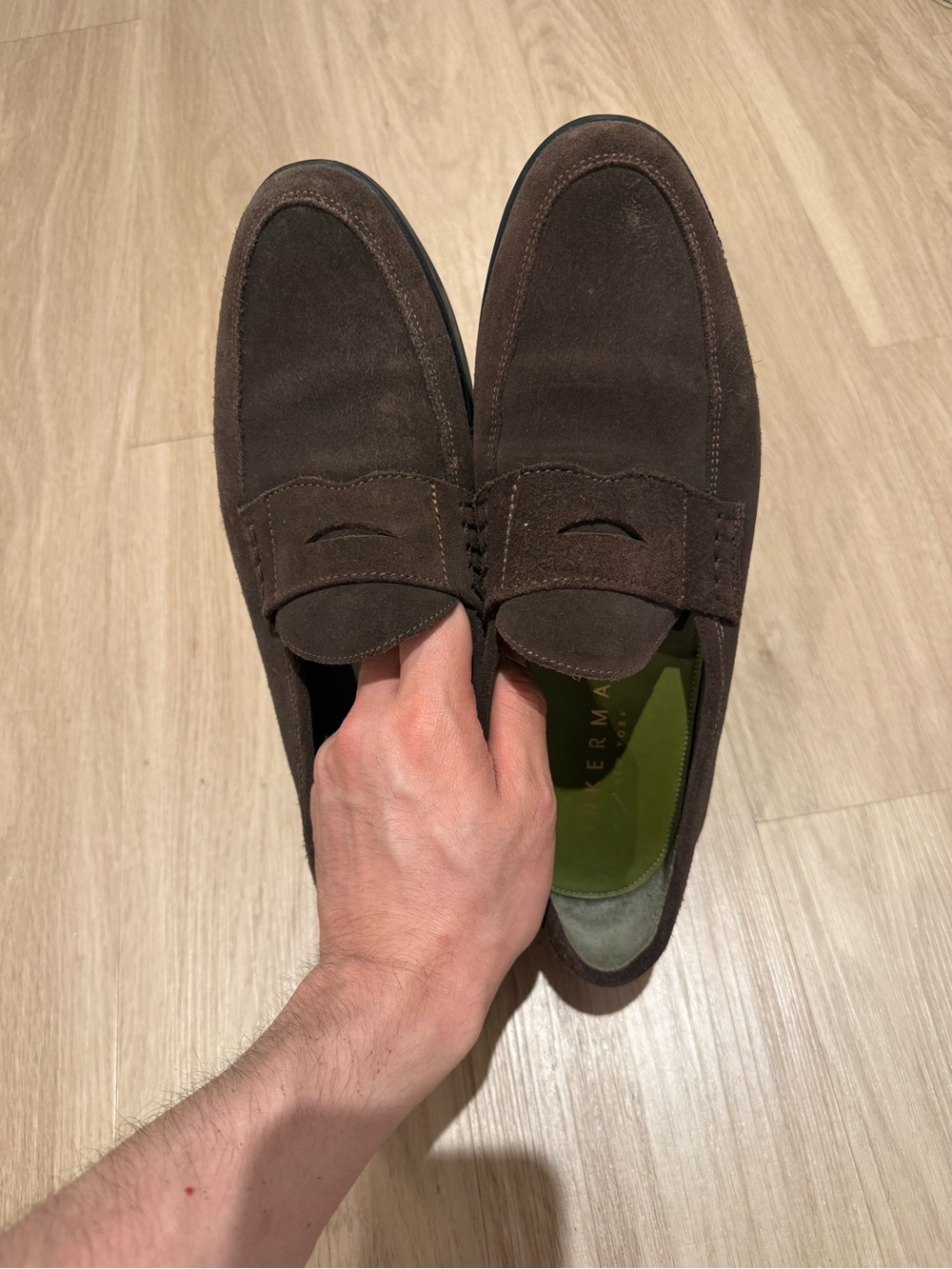 Men's Brown Suede Penny Loafers - Classic Slip-On Style